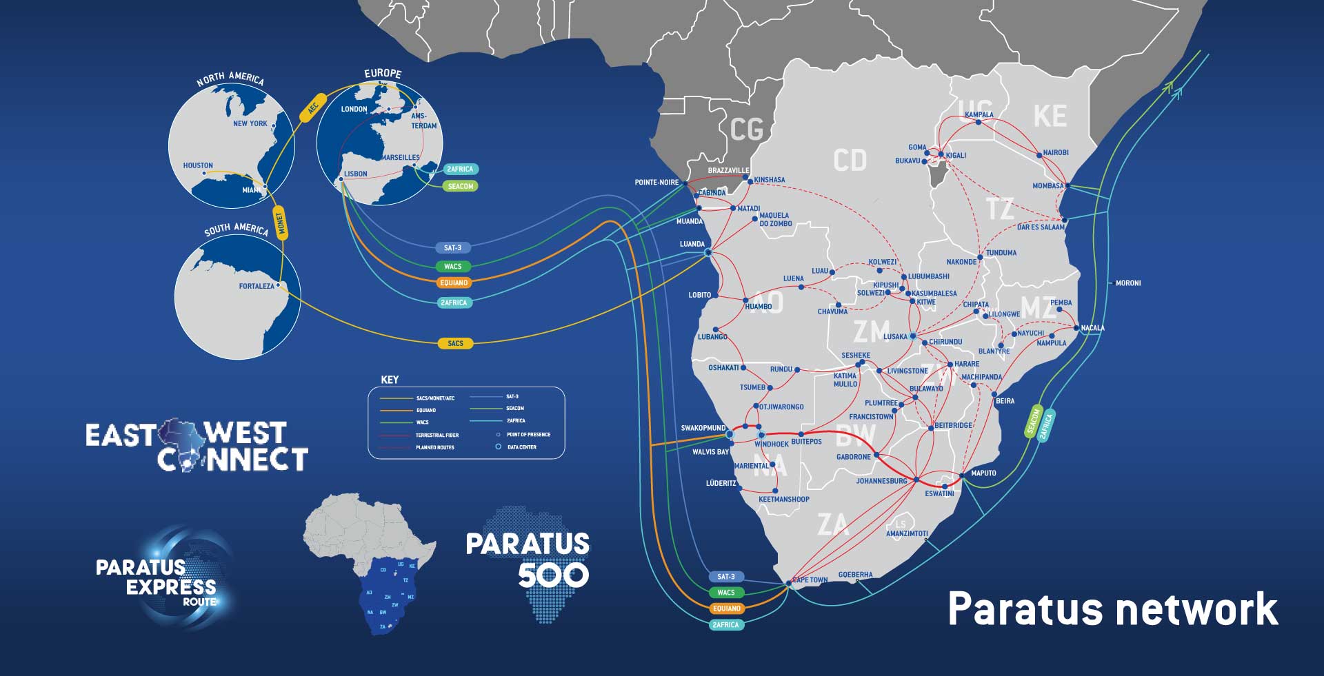 Paratus network footprint map